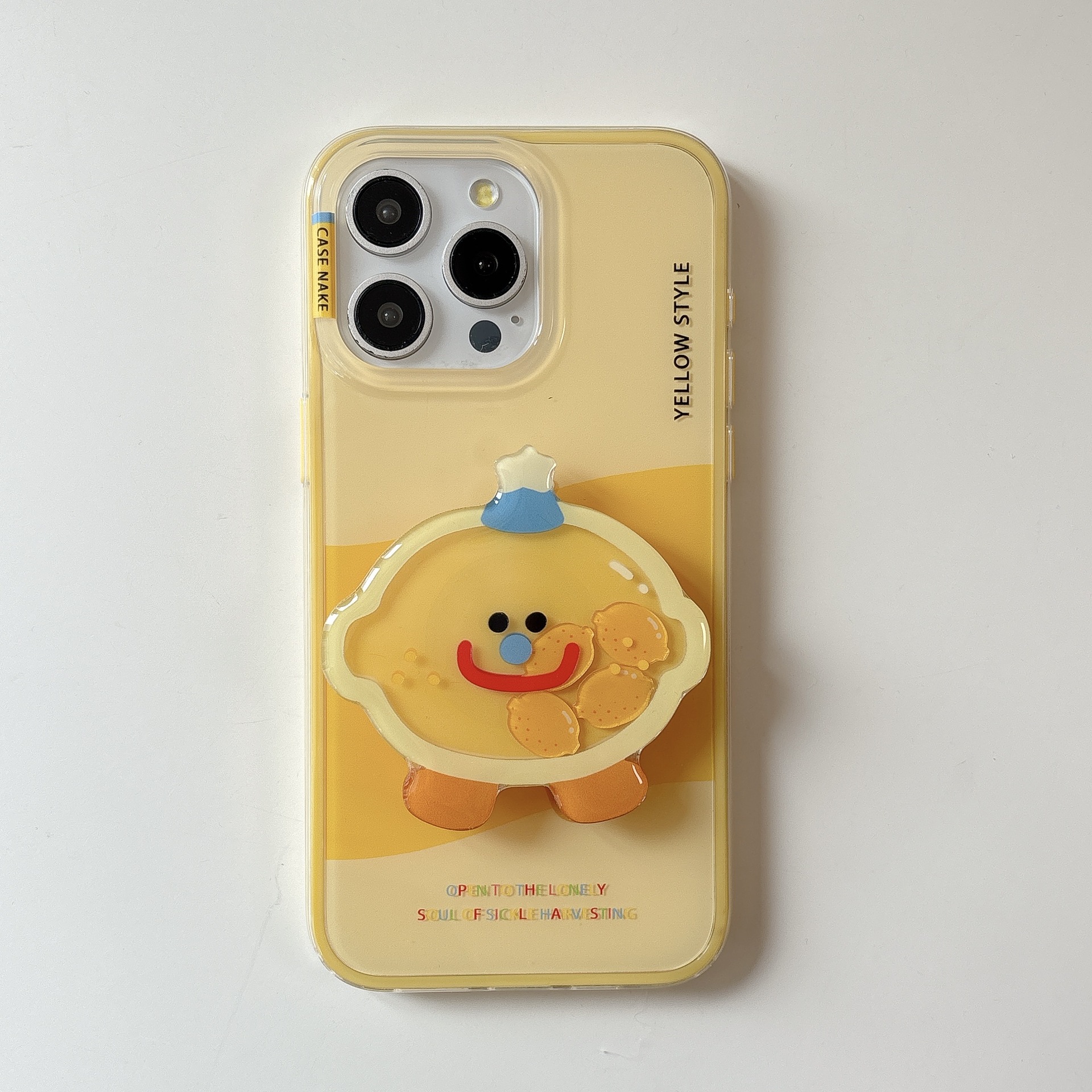 Simple creativo lindo limón cara sonriente aplicable 16ProMax funda para teléfono móvil 15Pro dibujos animados 14/13 nuevo 15PM