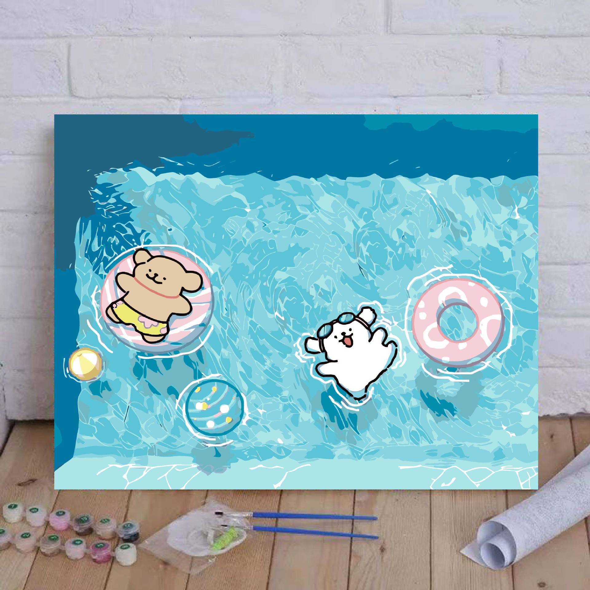 Líneas perros pinturas al óleo digital hechas a mano DIY pinturas de relleno encantadoras desencompresas pinturas al óleo de dibujos animados acrílicos pinturas colgantes pintadas a mano