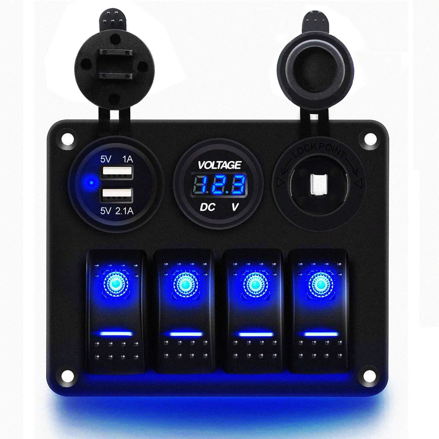 翘板开关 led 双面板usb 端口内部配件面板铝 4 组防水数字电压表