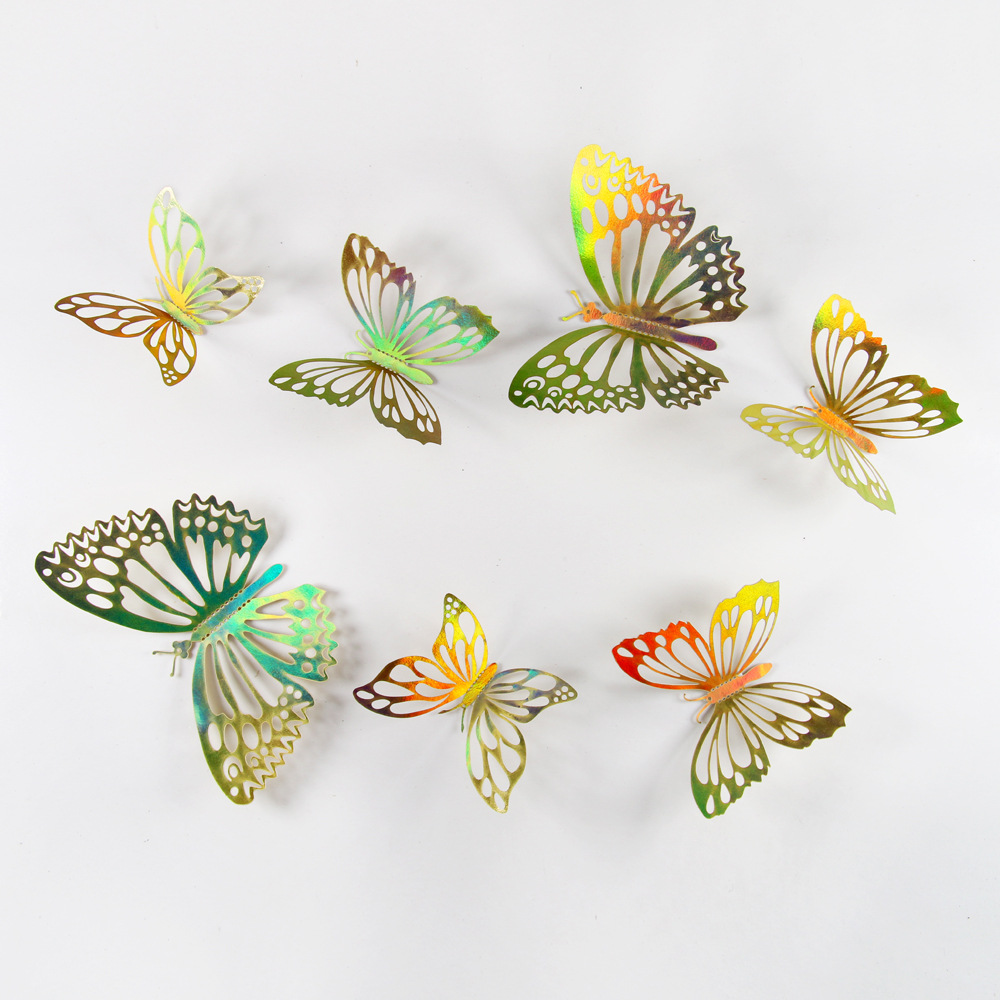 Foreign Trade Colorful 12-Pack 3D Hollow Butterfly Art Home Party Decoration Background Wall Stickers_voghion.com