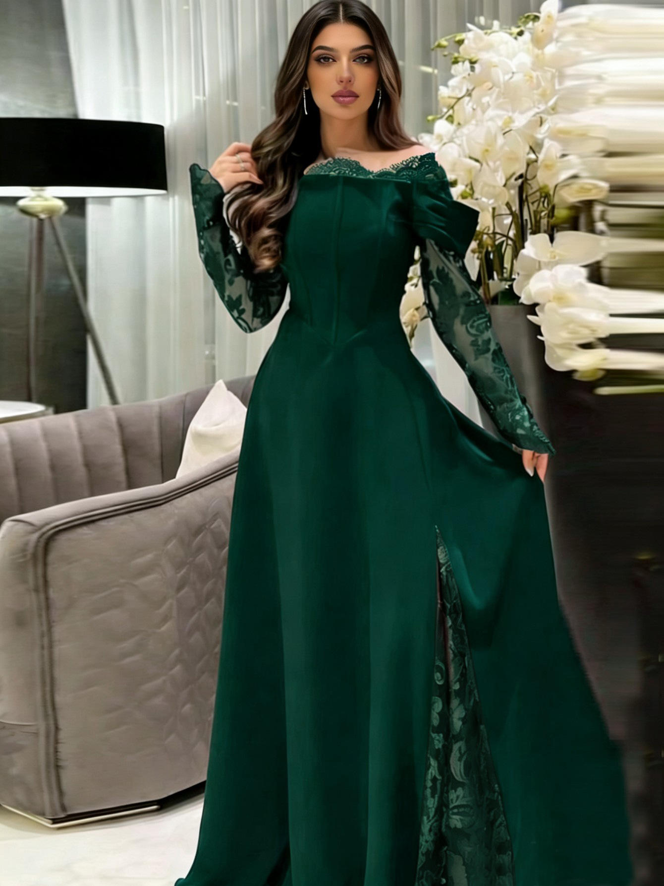 Europa y los Estados Unidos de comercio exterior ropa de mujer transfronteriza nuevo vestido de Amazon color sólido elegante ligero lujoso sexy vestido de fiesta