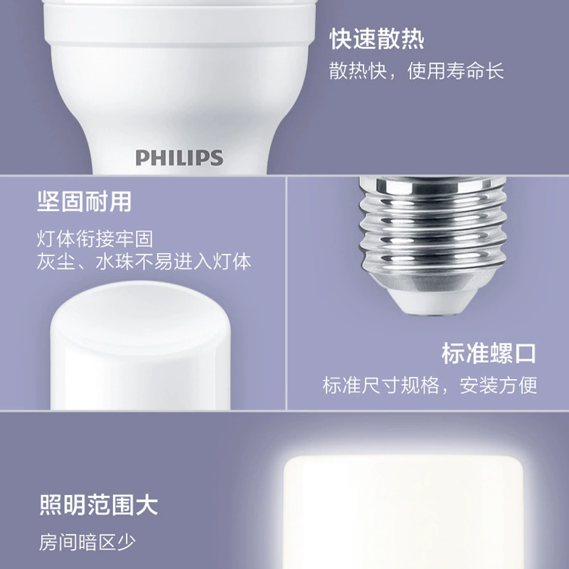 Philips, LED lamp for pillar, bulb, energy-saving changeable ceiling light, with screw socket