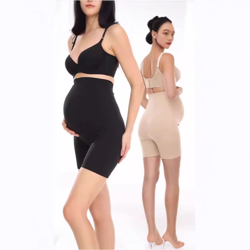 Maternity Spring and Summer High-Waisted Belly-Supporting Safety Pants, Comfortable and Breathable Body-Shaping Leggings, Summer Outer Wear Shorts That Do Not Tighten the Belly