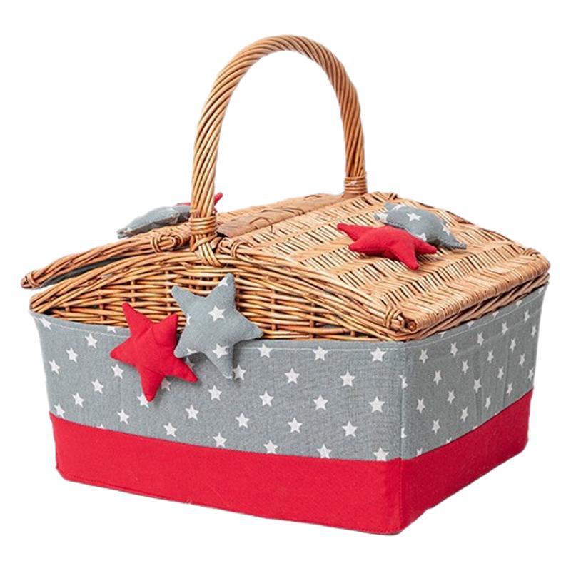 Cestas de picnic de sauce personalizadas primavera excursión de gran capacidad portátil conjunto de cestas de picnic con cubierta de regalo decoración cesta