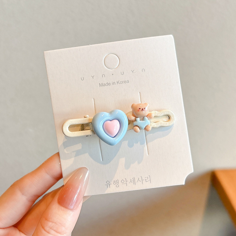 Coreana lateral frange clip de cabello de la frente de mujer sensación avanzada 2025 nuevo toque de dopamina clip de boca de pato