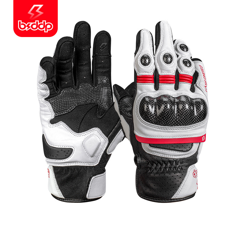 오토바이 장갑 여름 승마 가죽 탄소 섬유 가을 기사 복고풍 오토바이 장비 남성과 여성의 전체 손가락 통기성