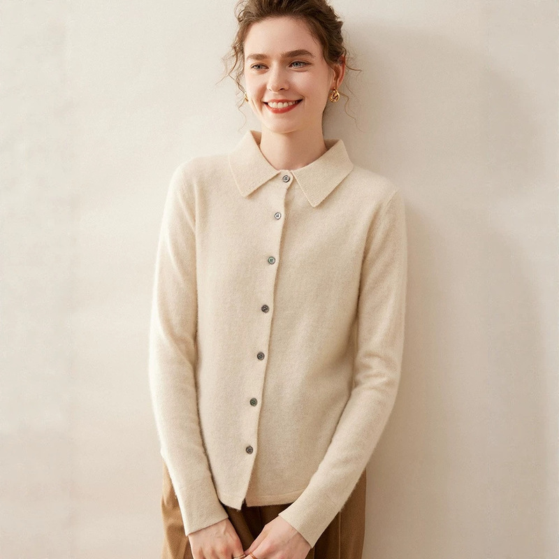 Fashionable and Simple Cashmere Knitted Cardigan for Women, Long-Sleeved, Loose-Fitting, Warm, Elegant, Versatile, Plain Small Jacket Fashionable and Simple Cashmere Knitted Cardigan for Women, Long-Sleeved, Loose-Fitting, Warm, Elegant, Versatile, Plain Small Jacket