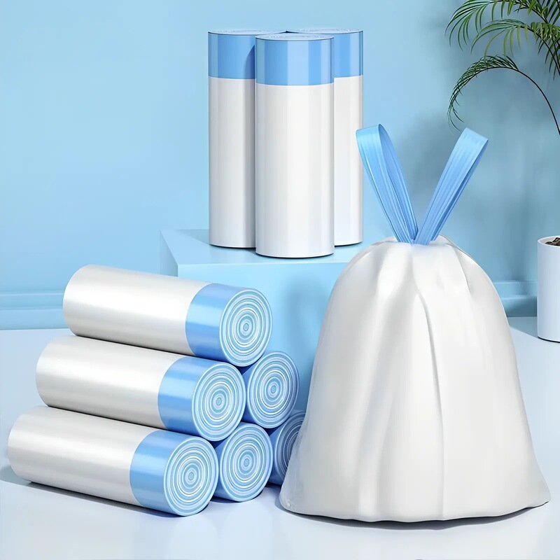 Drawstring Garbage Bag Household Satchel Kitchen Thickeneded White Large Dormitory Automatic Closing Thick Plastic Bag
