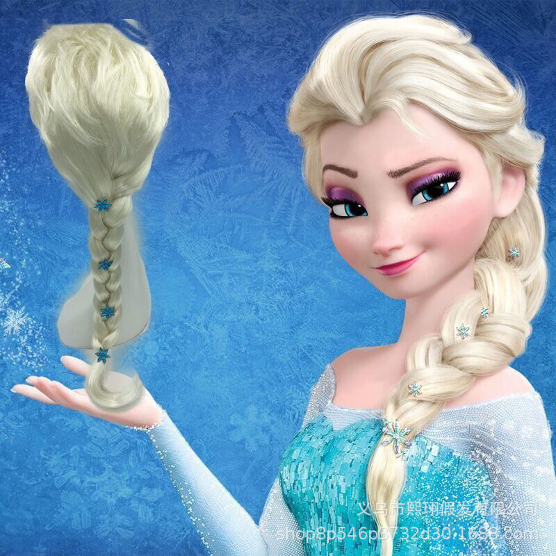 [Hui Hui] Frozen Princess Aisha cos Wig Single Braid Princess Elsa Halloween cosplay