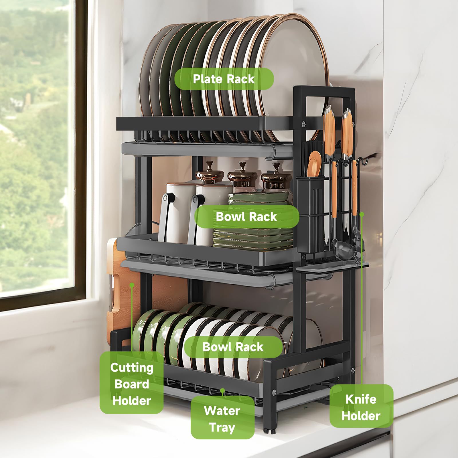 Fabricantes al por mayor 75L lavavajillas de gran capacidad lavavajillas de tres capas lavavajillas de platos de cocina de encimera de platos de extracción de drenaje