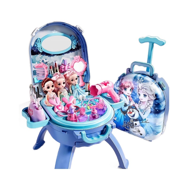 Juegos de juguetes de maquillaje para niños no tóxicos, niñas auténticas Lisa Aisha, princesa Aisha, caja de maquillaje, caja de vestuario