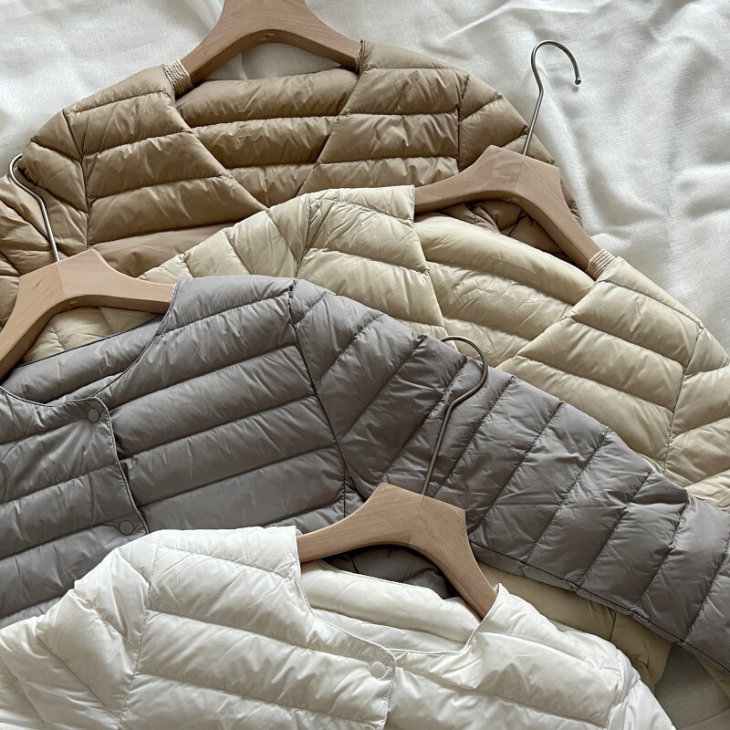 2024 New Autumn and Winter Women's Lightweight 90 White Duck down Portable Liner Jacket down Jacket Two-Wear V Neck Warm