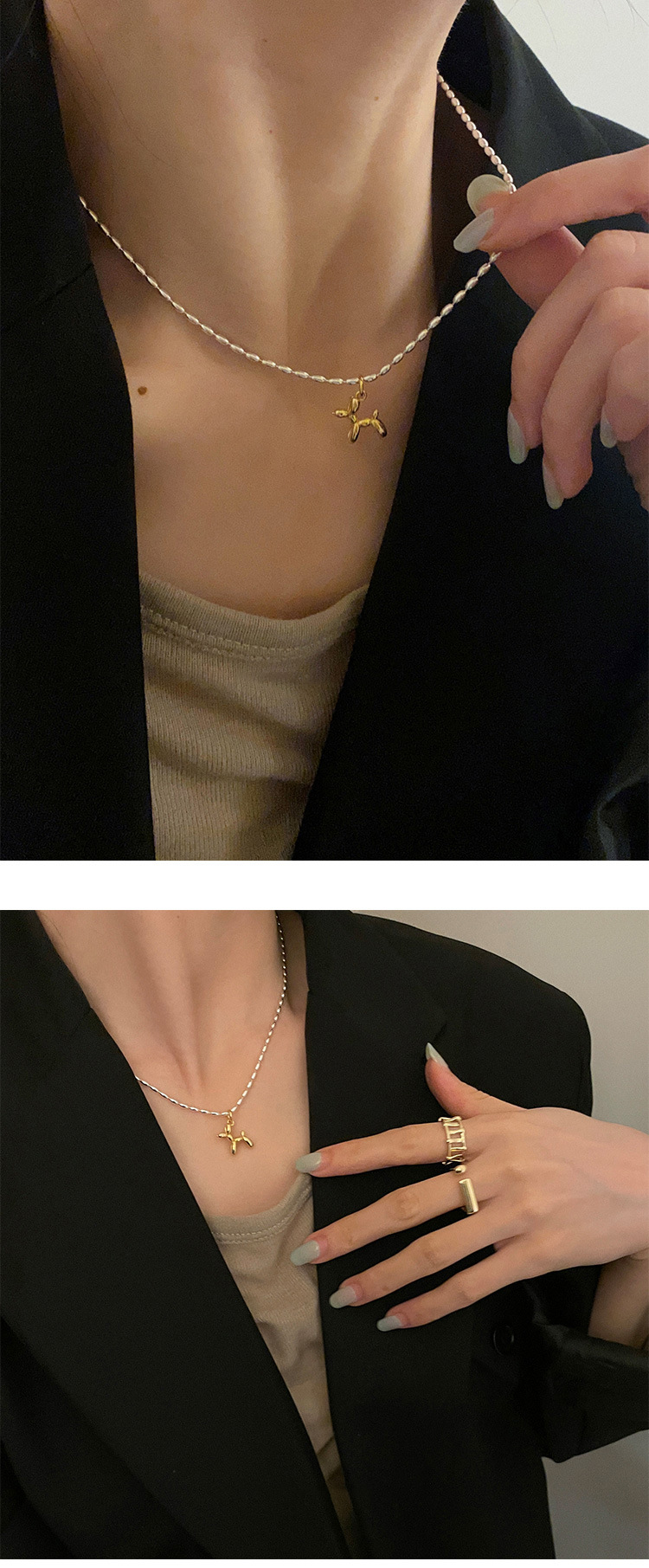 Collana con ciondolo a forma di palloncino in argento puro, leggera e lussuosa, design di nicchia, stile cool, catena per clavicola, nuova tendenza 2021_voghion.com