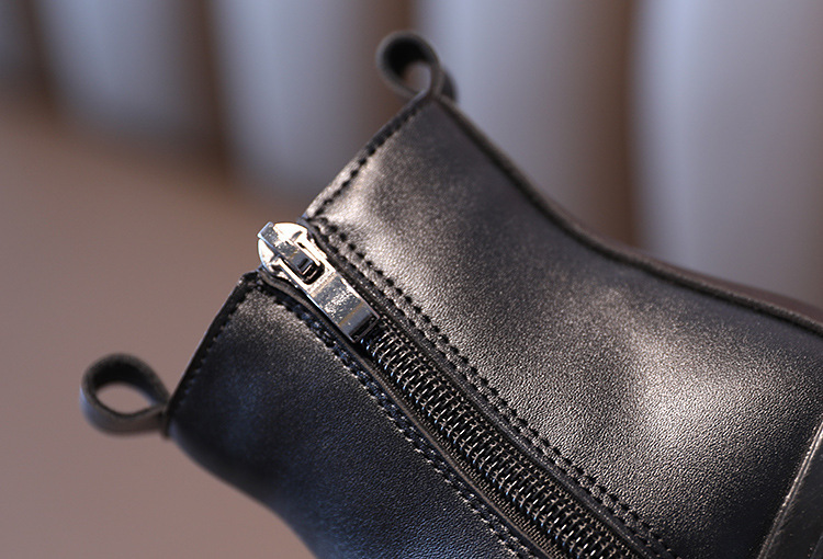 Children's Martin 2024 Spring and Autumn New Black Side Zipper Girls' Mid length British Style Pipe Boots Trend_voghion.com