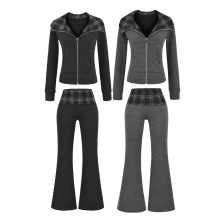 2025秋季新款  美式复古风加绒保暖辣妹运动风时尚休闲套装