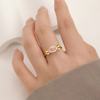 Japanese cute adjustable ring with bow, light luxury style, on index finger