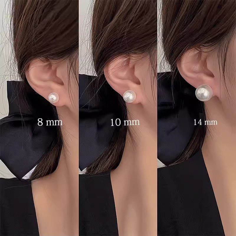 S925 Silver Needle Simple All-match Elegant Pearl Earrings Women's Light Luxury Niche High-end Cool Style Ear Holes Earrings