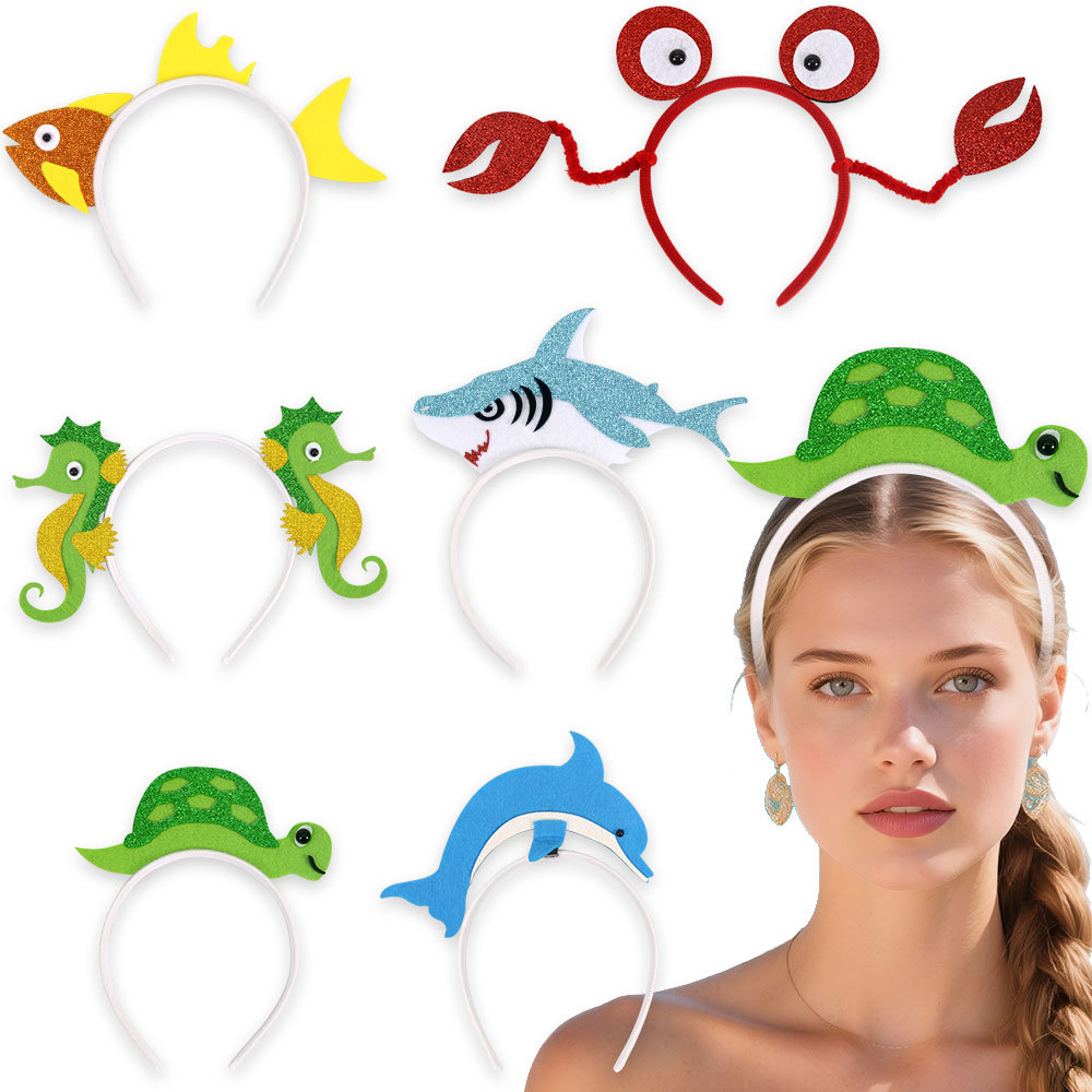 Diadema de animales marinos de dibujos animados mundo submarino tocado de tarjeta tema de cumpleaños fiesta decoración tiburón delfín diadema
