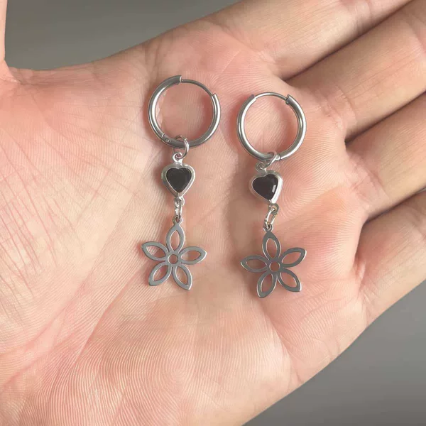 Flower Heart-Shaped Earrings Rock Jewelry Hypoallergenic Y2K Fairy Cute Star Silver Pendant Nickel-Free Factory Direct Sale