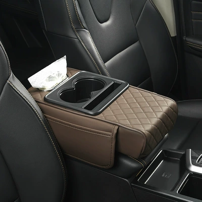 Box Storage Bag Water Cup – Armrest box pad - 1177d-coffee-color