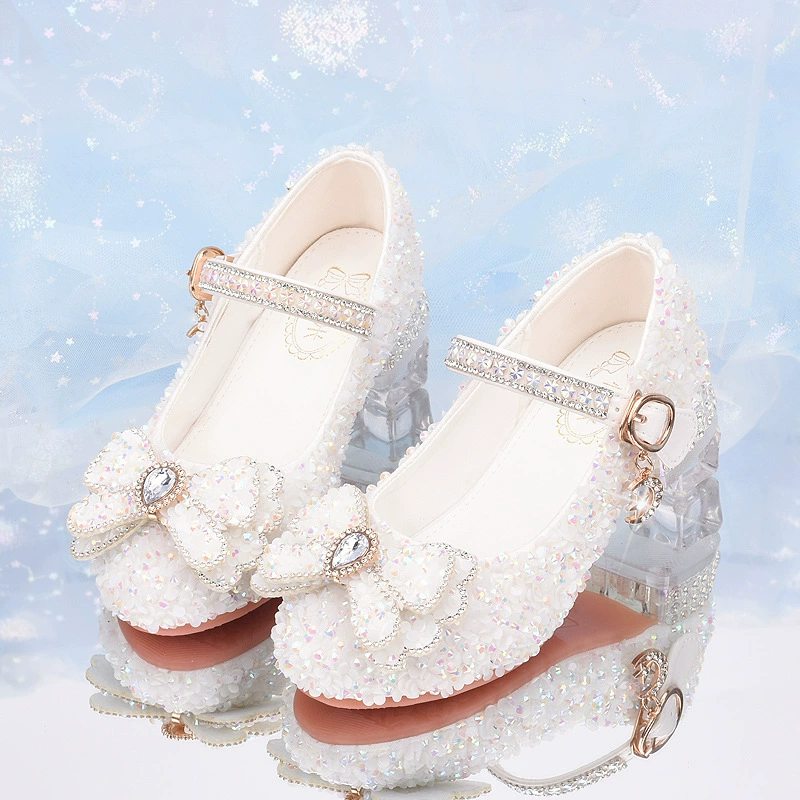 Новые женские одиночные туфли Корейские детские хрустальные туфли иностранные сапоги для девочек