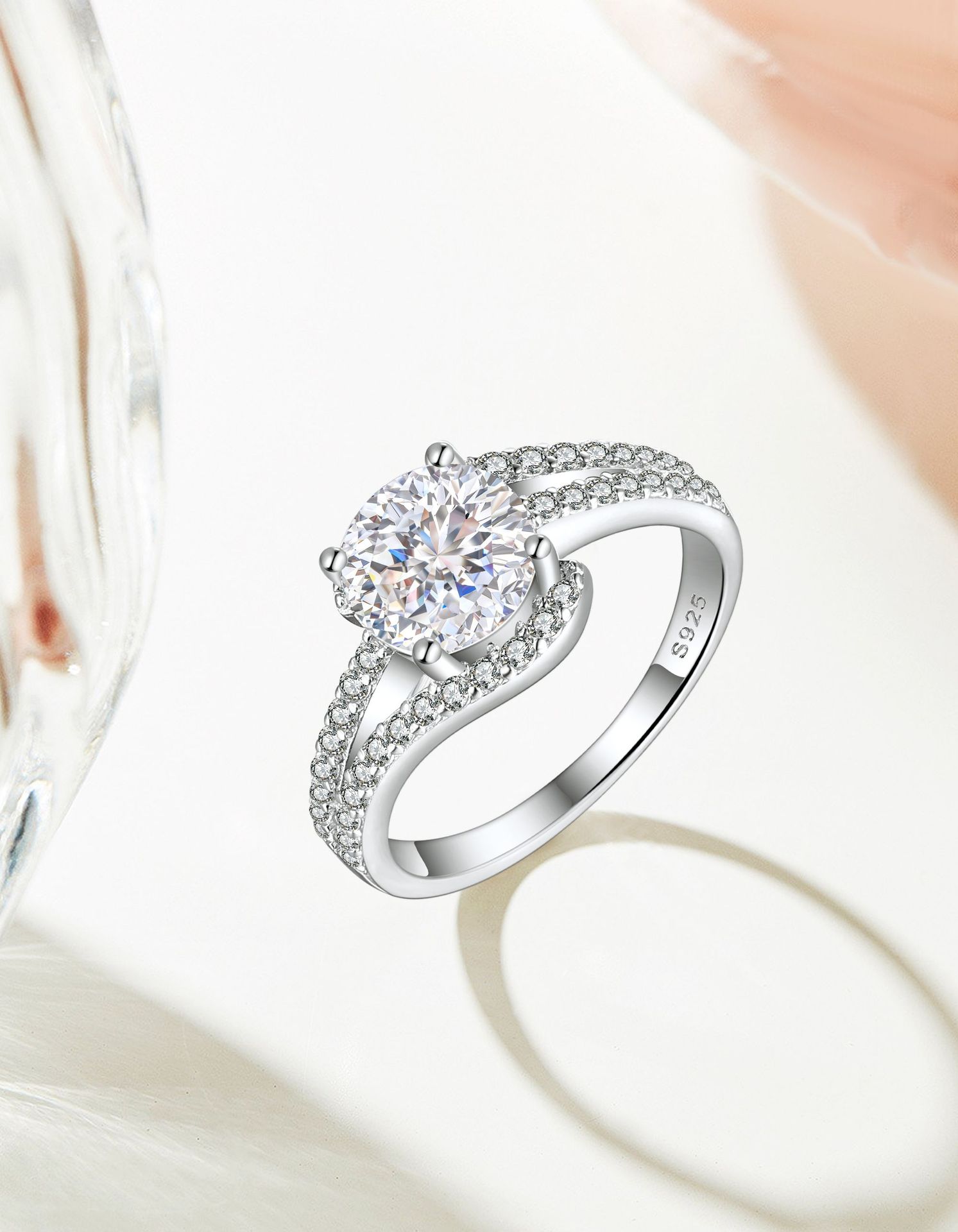 7g Weight High Carbon Diamond Inlay Material Rings Classification 1 Piece Quantity Holiday, Daily Occasion 925 Sterling Silver Material Water Droplets Pattern Women's Gender Inlay Design Simple Style, Classic Style Style 925 Sterling Silver High Carbon Diamond Water Droplets Rings 4
