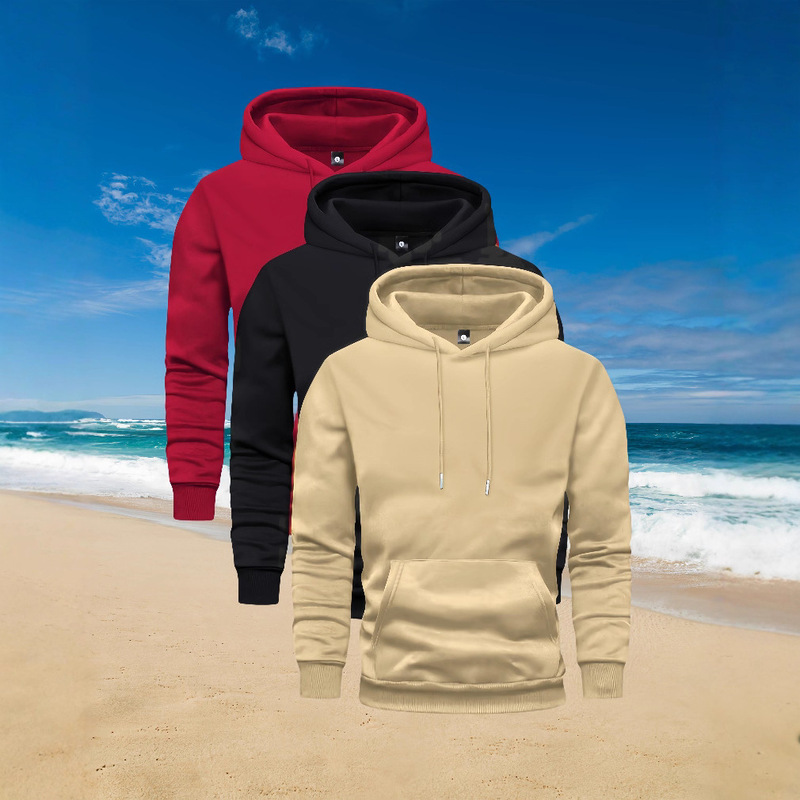 Cross-Border European Size Men's Casual Zipper Hoodie with Kangaroo Pocket Thick and Warm Autumn and Winter Large Hoodie