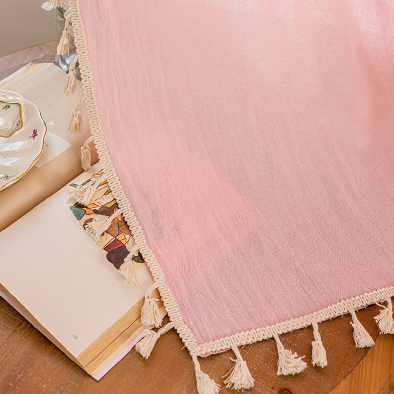 Lexuanxiu Semi-blackout Curtains Pure Pink Simple INS Wind Non-punching Bedroom Floating Curtains_voghion.com