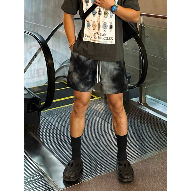 American-Style Digital Print Three-Quarter Shorts for Sports and Running, Trendy Summer Casual Straight-Leg Shorts, Knee-Length Basketball Training Shorts