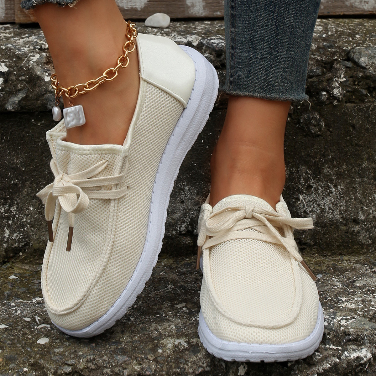 Women's Shoes large size color matching low top shoes flat round head graffiti canvas breathable sneakers _voghion.com