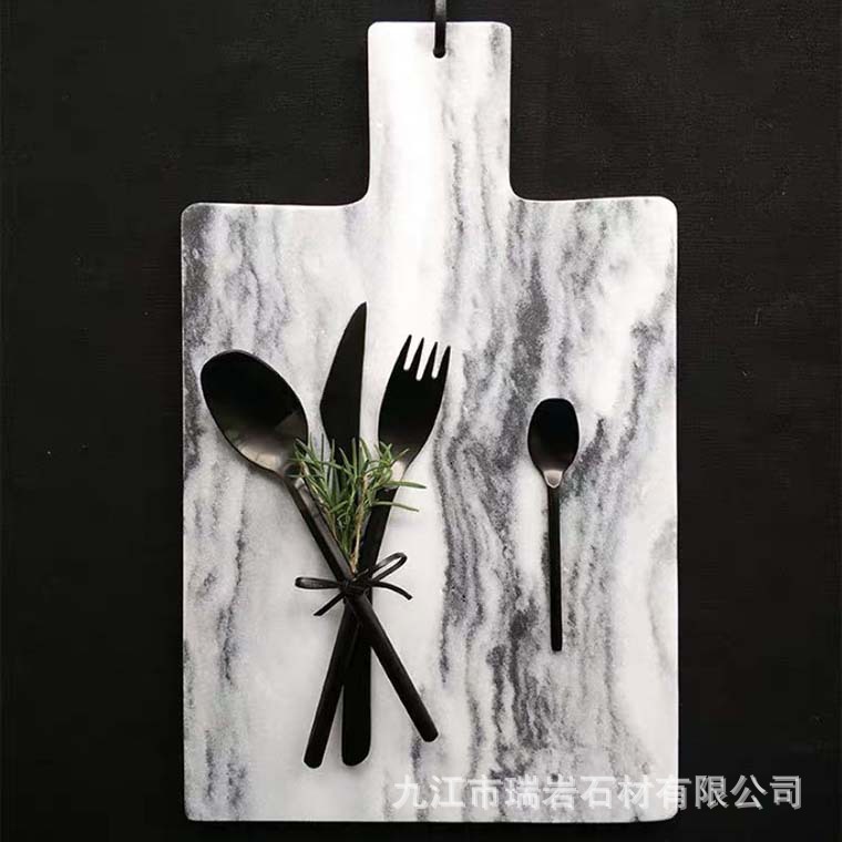 Nórdico simple natural mármol cuadrado bandeja de la manija lujo creativo Hotel almacenamiento fruta Decoración