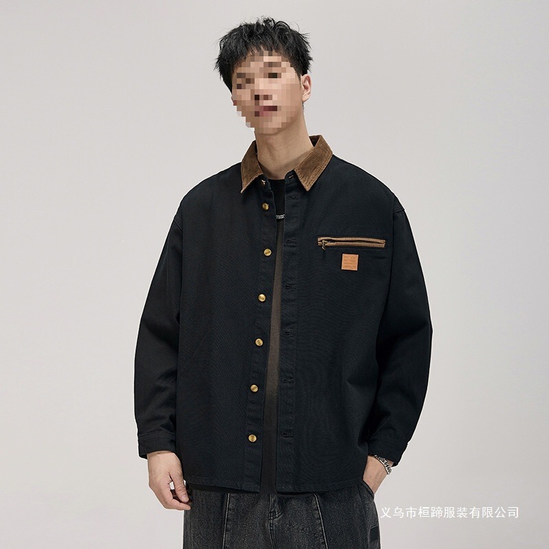 American retro Carhartt hunting shirt jacket for men, new autumn style, color-blocked, collared work jacket American retro Carhartt hunting shirt jacket for men, new autumn style, color-blocked, collared work jacket