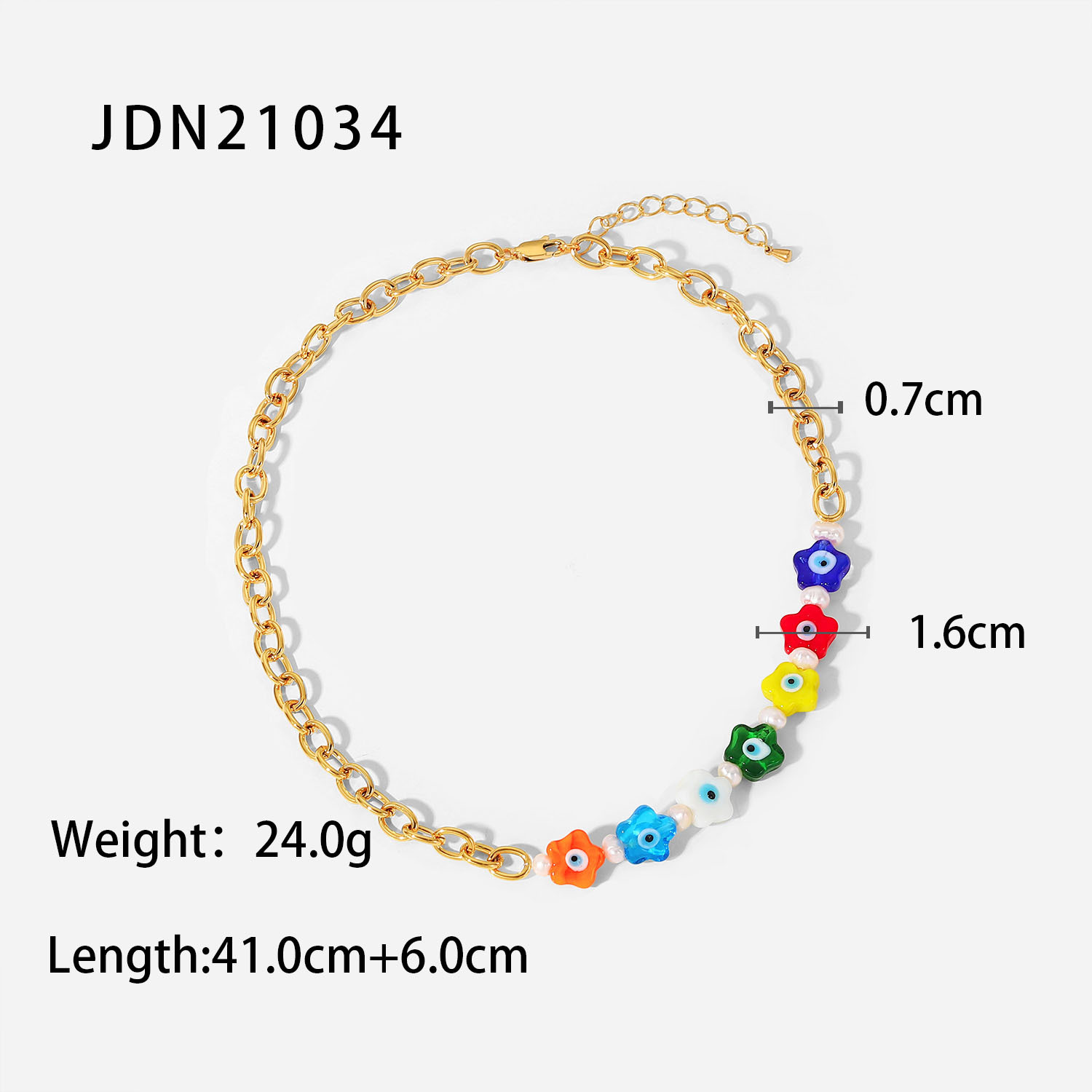 New Fashion Style 18k Gold Plated Stainless Steel Colored Glaze Flower Stitching Cross Chain Necklace display picture 7