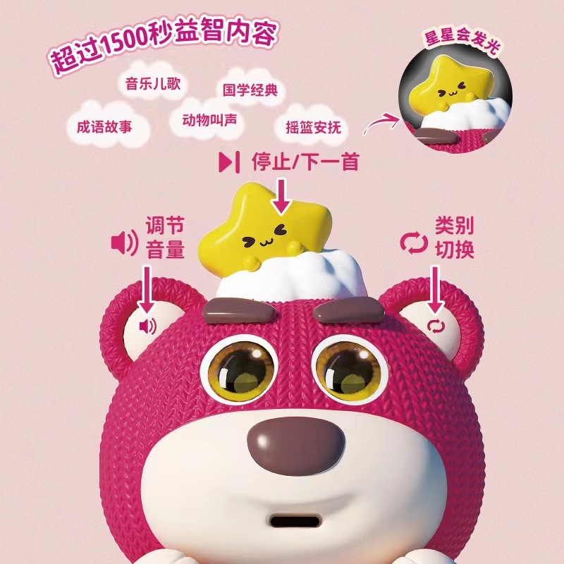 Oso de lana Foodie creativo inteligente juego de moda para niños Regalo de Cumpleaños interactivo música eléctrica juguete de oso de fresa image 3