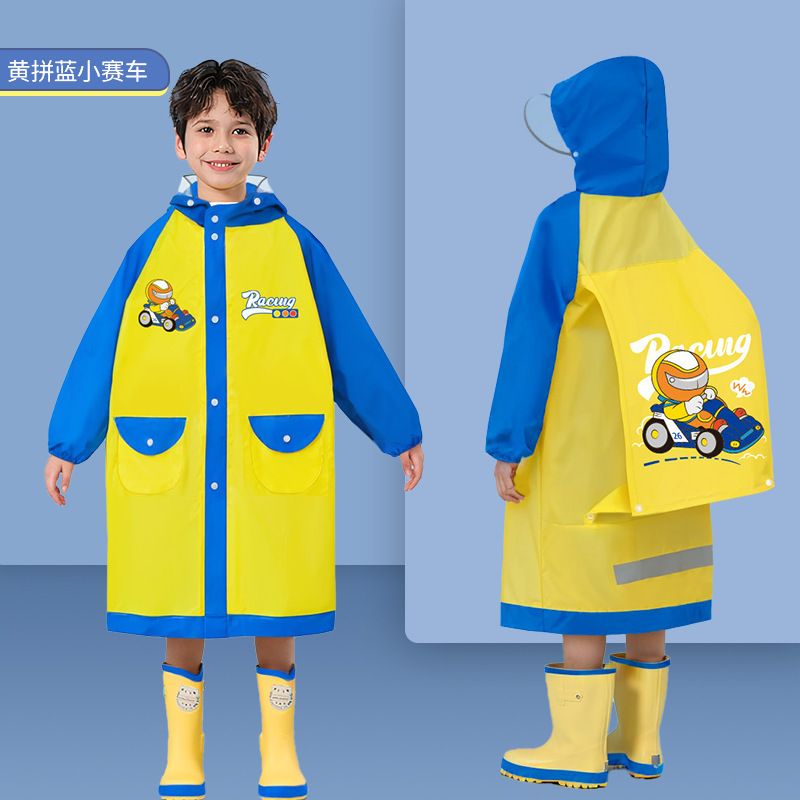 Children's raincoat wholesale boys new waterproof full-body boys primary school students big children's rainproof clothing can carry schoolbag Children's raincoat wholesale boys new waterproof full-body boys primary school students big children's rainproof clothing can carry schoolbag