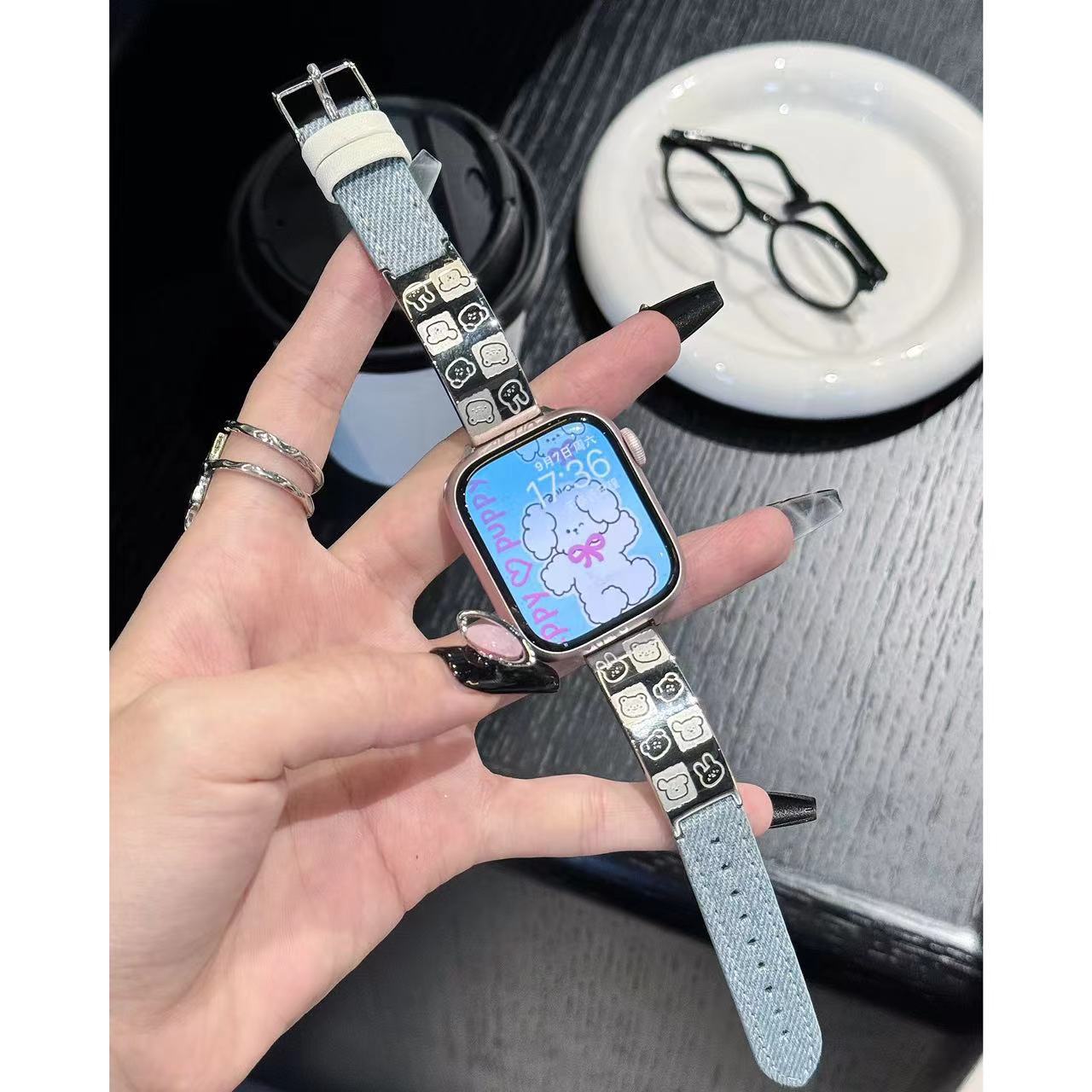 Đồng hồ đeo tay dễ thương iwatch789se dây da bò dùng cho Apple AppleWatchS10