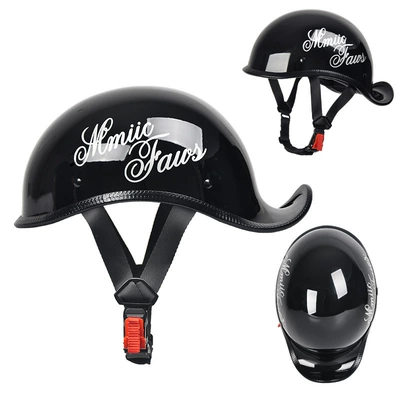 Motorcycle Safety Supplies — Half Helmet - bright-black-letters-mhead-circumference-55-56cm