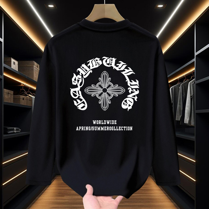 Herr streetwear långärmad t-shirt i bomull_voghion.com