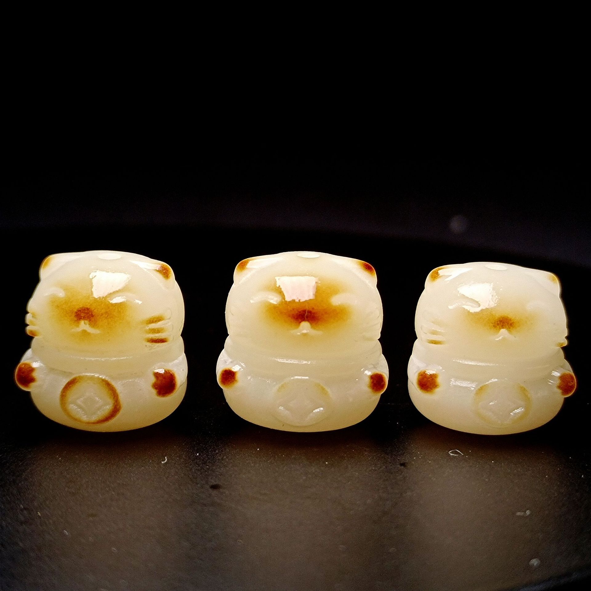 สินค้าขายดี! เครื่องประดับแมวกวักนำโชคแกะสลักจากเมล็ดโพธิ์ งานฝีมือประณีต DIY ลูกปัดทำมือ สร้อยประคำ สร้อยลูกปัดพระพุทธ