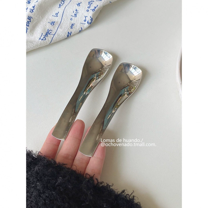 Корейский INS Wind Pudding Yogurt Тушеное Сталь 304 Dessert Cake Spoon Breakfast Spoon Short-handled Ресторанный вкус Чаша для риса
