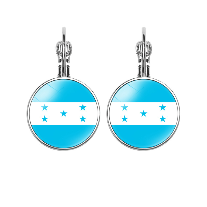 11g Weight Iron Ear Needle Material Drop Earrings Classification 1 Pair Quantity Holiday, Daily Occasion Glass, Iron Material National Flag, Round, American Flag Pattern Women's Gender Modern Style, Classic Style Style 1 Pair Modern Style Classic Style National Flag Round American Flag Glass Iron Drop Earrings 7