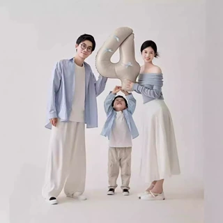影楼潮款摄影服装全家福拍照新中式可爱新款一家三口写真亲子服装
