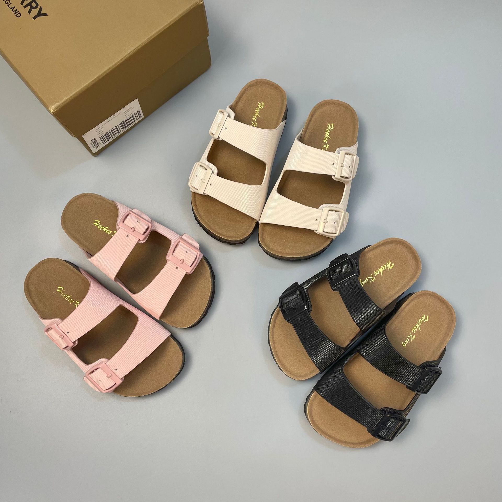 Cross-border Explosions Children's Birkenth Shoes Cork Flat Sandals Girls' Slippers Summer Outer Wear Non-slip Beach Shoes