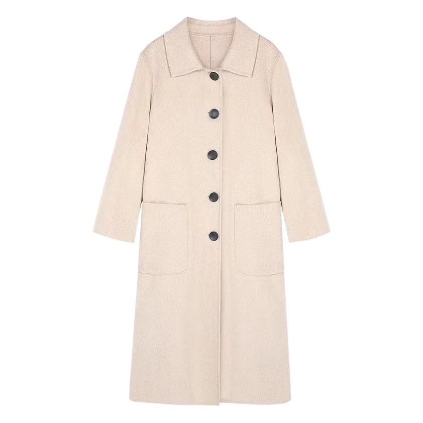 Plus Size Women's Wool Coat, Mid-Length, 2025 Autumn and Winter New Style, Loose Double-Sided Fleece Woolen Coat