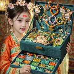 手工串珠礼盒diy手链穿珠子套装材料包儿童古风琉璃女孩手串玩具