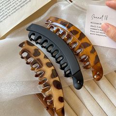 レトロヒョウ柄のバナナのヘアピンの女性の高級感の馬尾のツイストクリップの気質の後頭部は髪の量のクリップの頭飾りを現します。