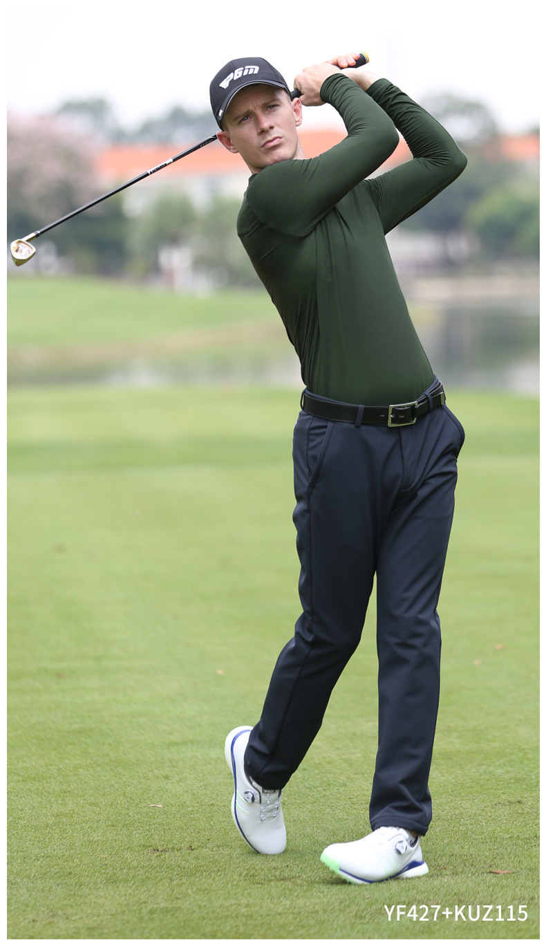 Áo thun dài tay golf nam PGM giữ ấm nhung mài mùa thu đông — YF427-Đen, YF427-Hoa màu xám, YF427-màu trắng, YF427-Màu xanh quân đội chi tiết 6