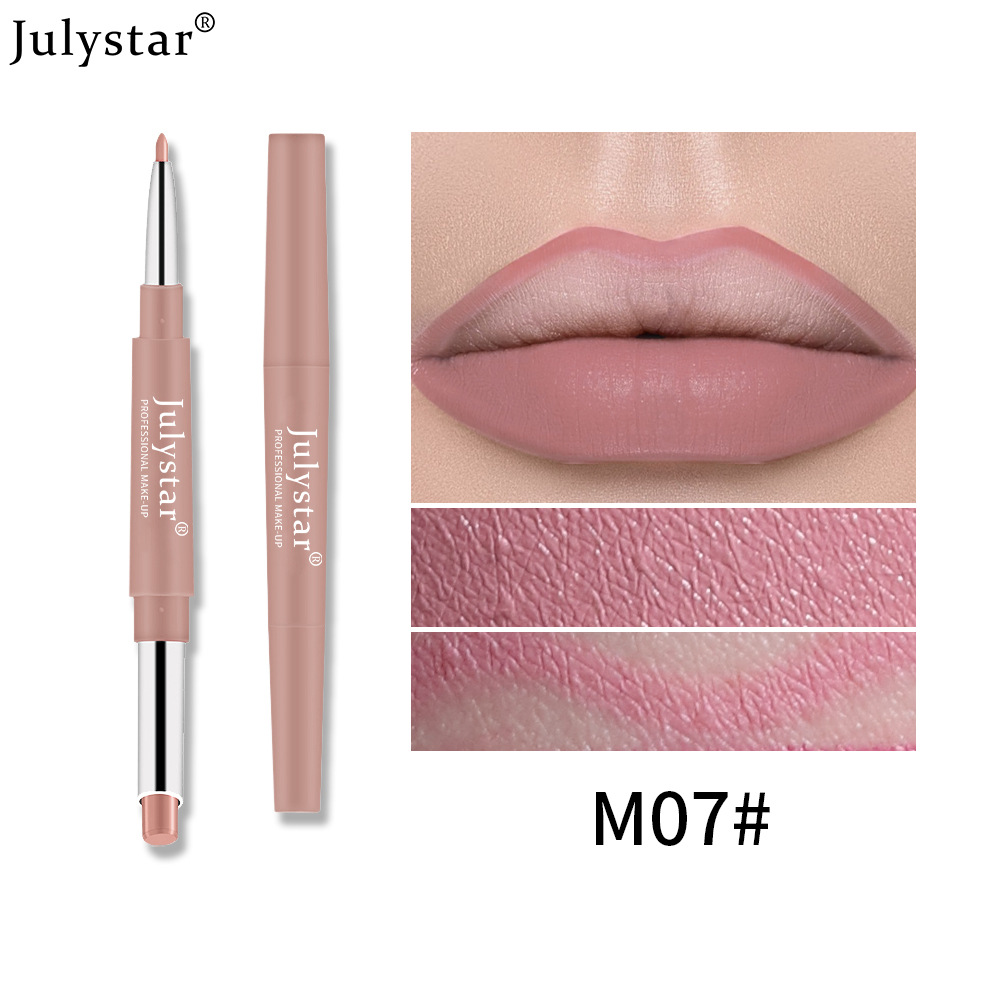 European and American cross-border double-headed red lip liner pens that do not fade or stick to the cup, pink rotating lipstick pens, wholesale of foreign trade cosmetics undefined
