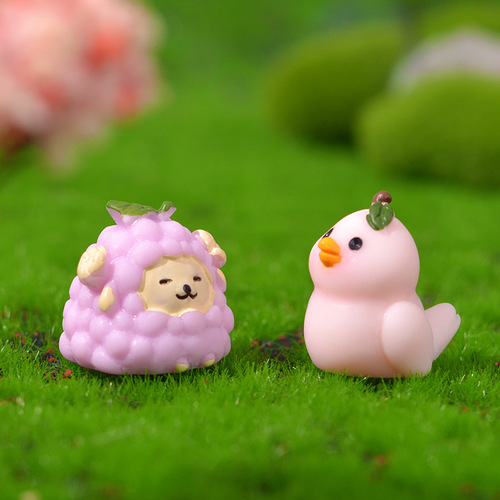 Micro landscape ornaments cute simulated fruit zoo forest potted plants creative decorative resin crafts wholesale