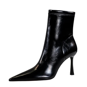 7922-1 European and American Fashion Banquet Women's Boots Short Barrel Thin Heel Ultra High Heel Pointed Winter Si
